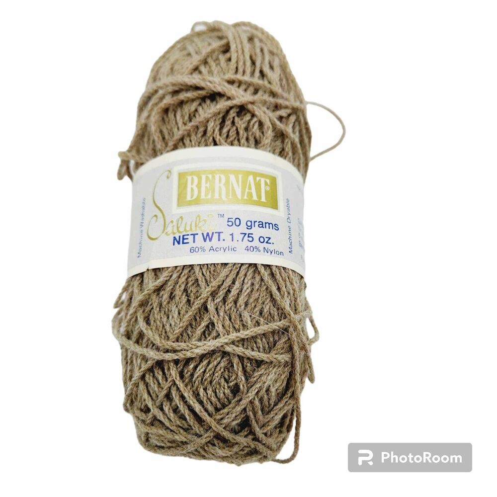 Bernat Saluki Yarn Walnut NTR Tan Beige Acrylic Nylon Vintage NOS 1 Skein
